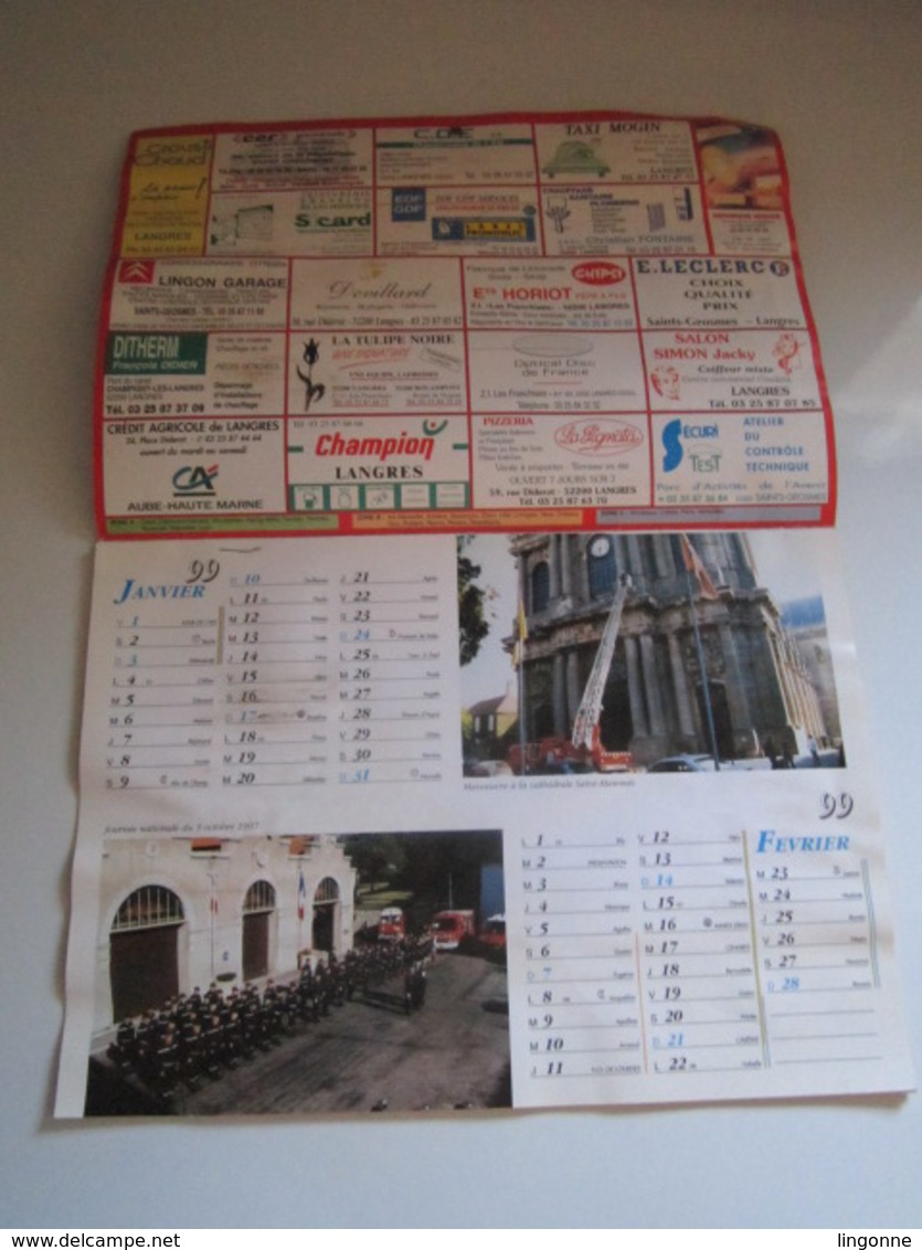 1999 Le Calendrier Des Sapeurs Pompiers De LANGRES (a Pris L'eau) - Grand Format : 1991-00