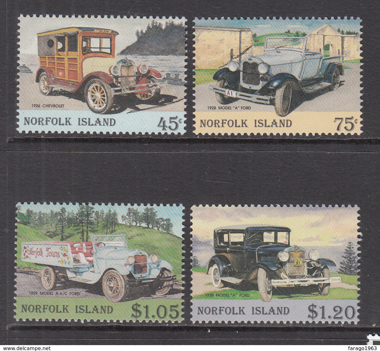 1995 Norfolk Island Vintage Automobiles Cars    Complete Set Of 4  MNH - Isola Norfolk