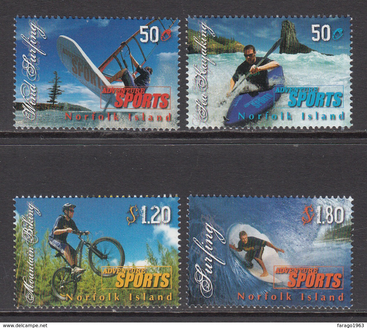 2007 Norfolk Island  Adventure Sports Cycling Surfing Complete Set Of 4 MNH - Ile Norfolk