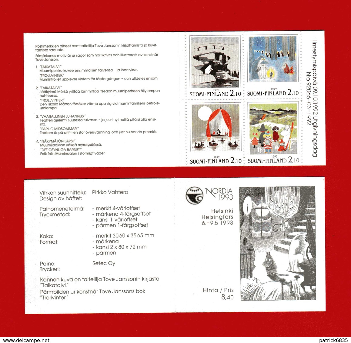 (Cl.3)  FINLANDIA - 1992 - "NORDIA '93" - Esposizione Filatelica Internazionale A Helsinki - (Yv C 1156  Neuf ** - Libretti