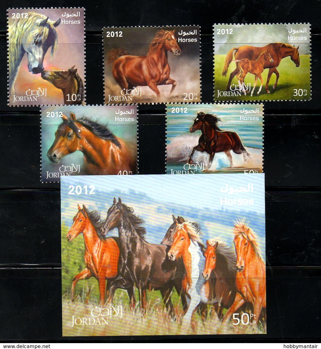 JORDAN, 2012, HORSES, 5v.+M/S MNH** - Chevaux