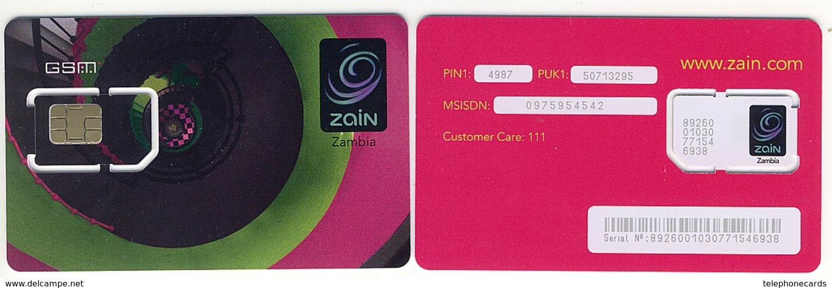 GSM SIM Carte Avec Puce___ZAMBIA Africa___Zain (mint With Number) - Zambie