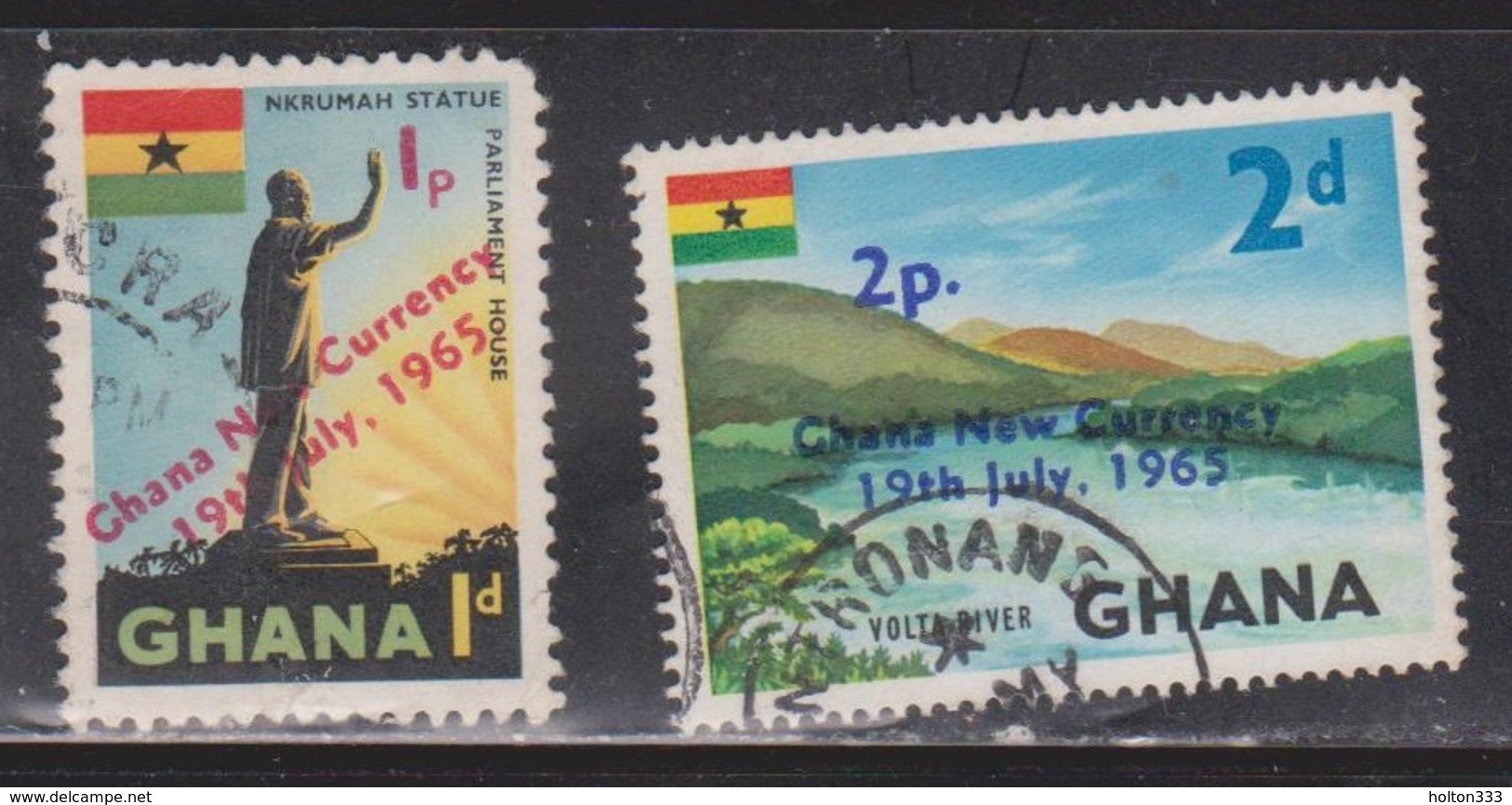 GHANA Scott # 216-7 Used - Overprinted New Currency - Ghana (1957-...)