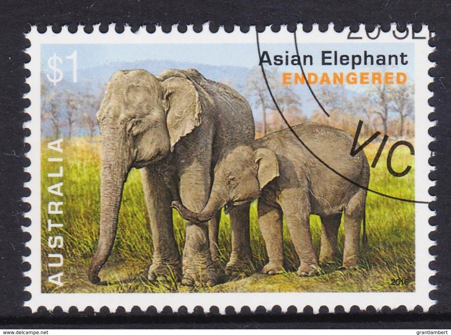 Australia 2016 Endangered Wildlife $1 Asian Elephant CTO - - Gebraucht