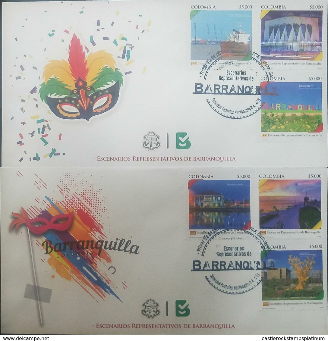 O) 2018 COLOMBIA, HERITAGE FROM BARRANQUILLA-STAGE-EMBLEMS, CULTURE-ARCHITECTURE, BUTTERFLIES TRIBUTE TO GABRIEL GARCIA - Colombia