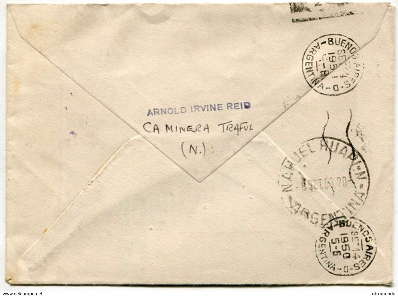 Unopened Envelope Sobre Sin Abrir Matasellos Caminera Traful Nahuel Huapi Neuquen Argentina 1950 - Usati