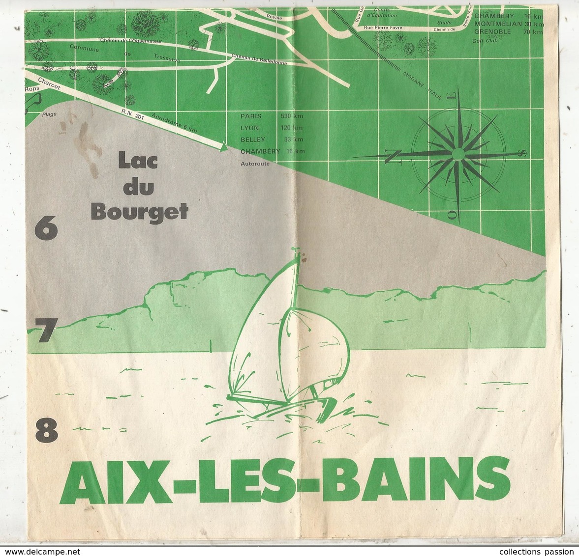 Plan , Carte ,  AIX LES BAINS  400 X 400 Mm, 2 Scans ,  Frais Fr 1.65 E - Roadmaps
