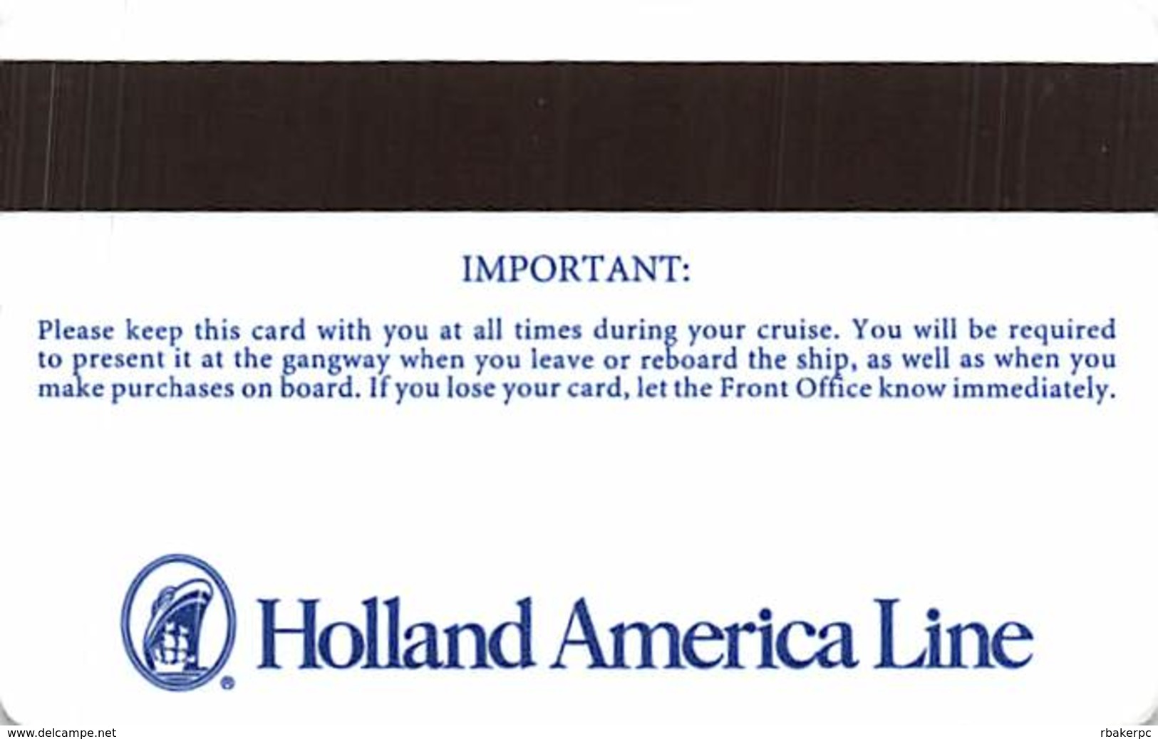 Holland America Line - Cruise Ship ID Card / Room Key - Cartes D'hotel