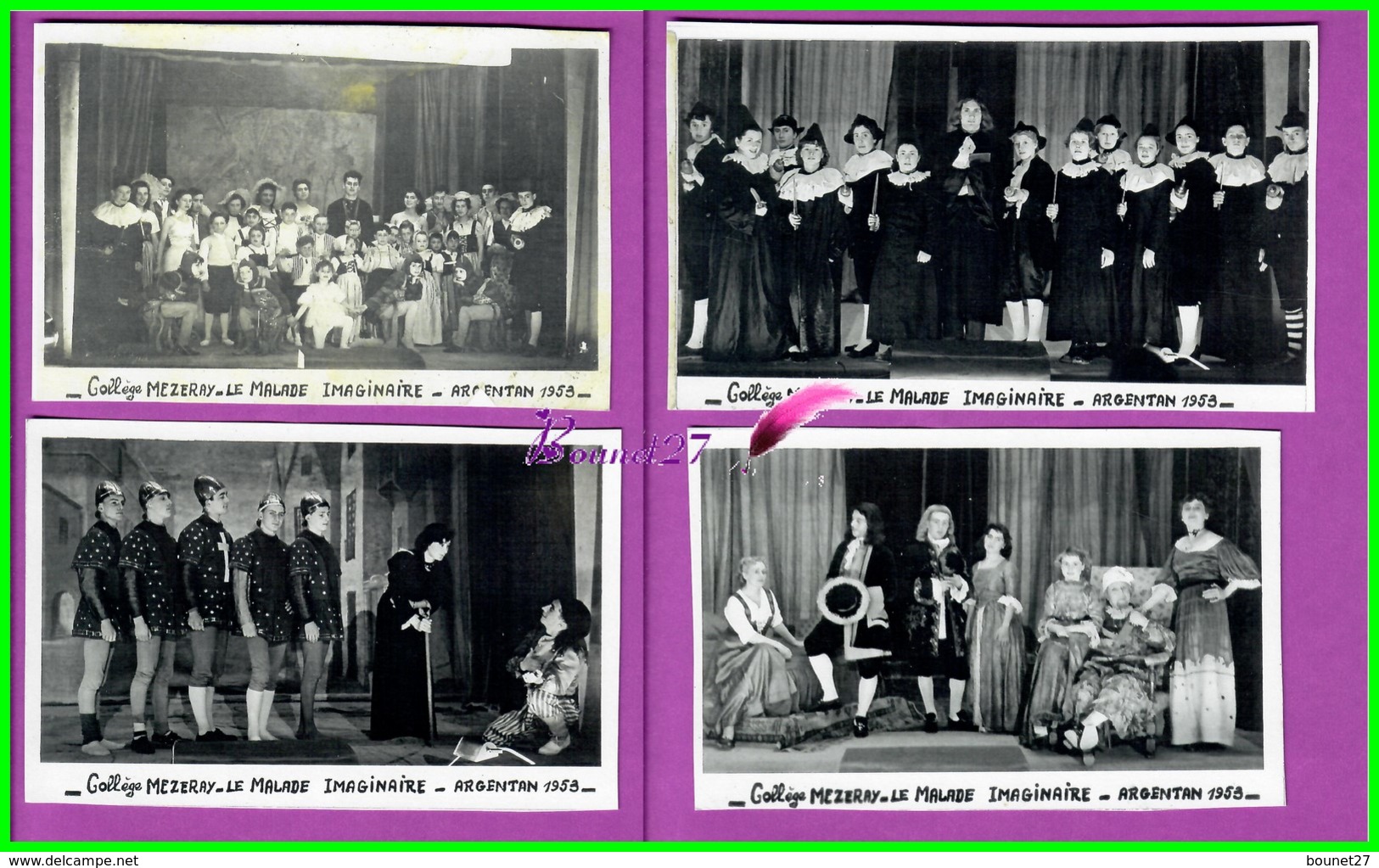 61 Orne ARGENTAN 4 Photo Collége Mezeray 1953 Theatre Le Malade Imaginaire Représentation  - Reproduction Photo Papier - Other & Unclassified