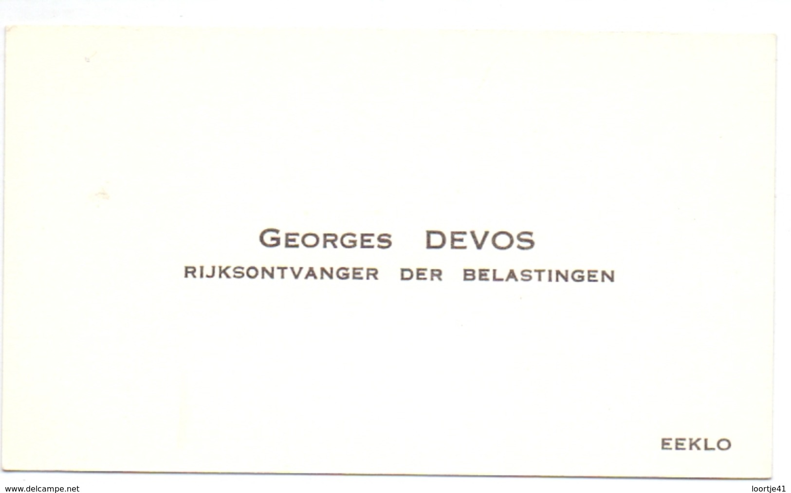 Visitekaartje - Carte Visite - Georges Devos - Ontvanger Belastingen - Eeklo - Cartes De Visite