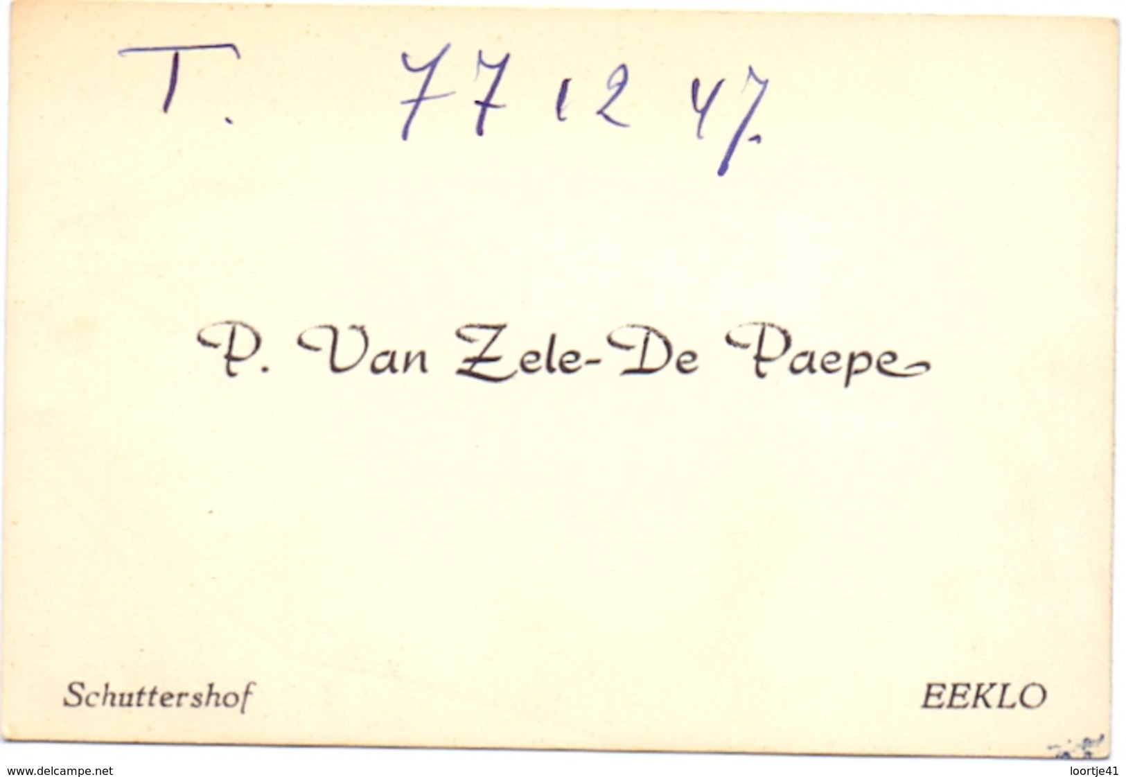 Visitekaartje - Carte Visite - P. Van Zele - De Paepe  - Eeklo - Visiting Cards