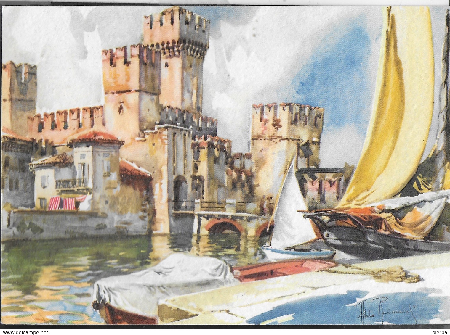 ALDO RAIMONDI - SIRMIONE  - IL CASTELLO - VIAGGIATA 1965 - Pittura & Quadri