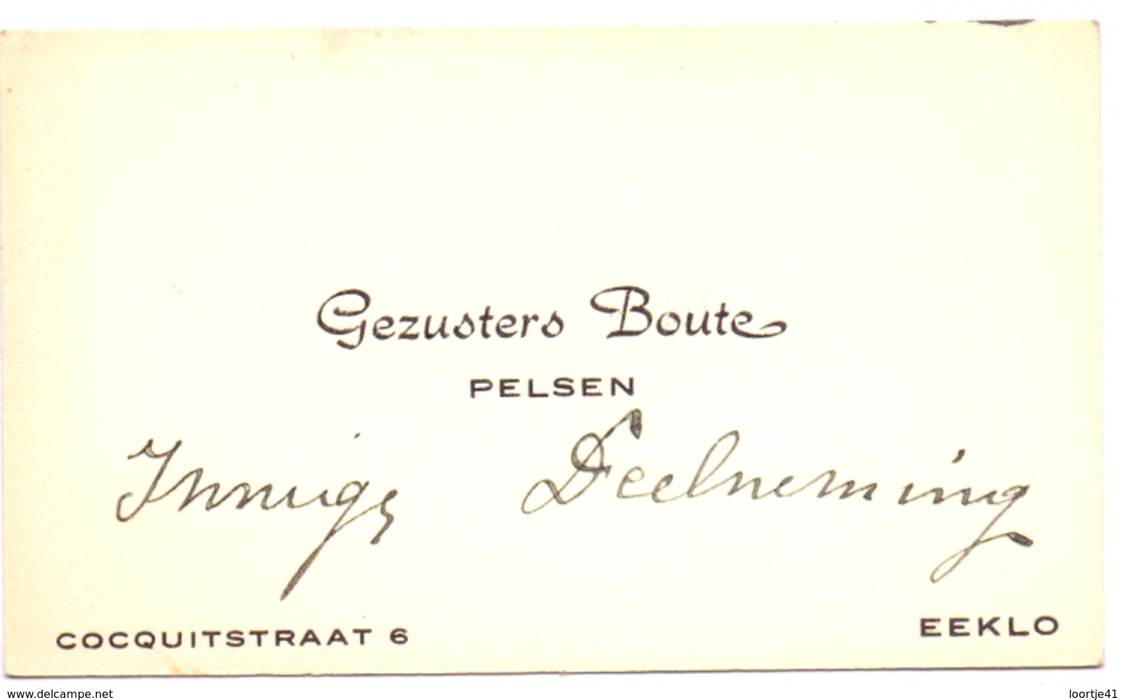 Visitekaartje - Carte Visite - Pelden Gezusters Boute - Eeklo - Cartes De Visite