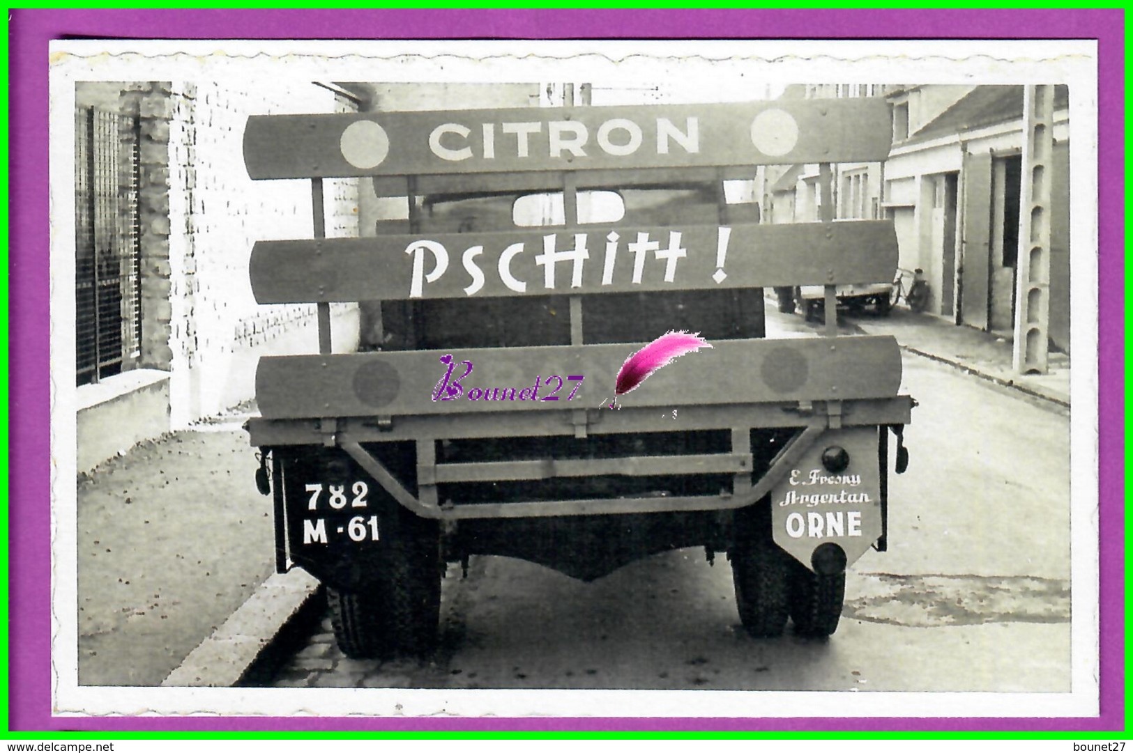 61 Orne ARGENTAN Reproduction Photo Papier - Dans La Rue Du Collége - Camion Transport E FRESNY Citron PSCHITT ! - Other & Unclassified