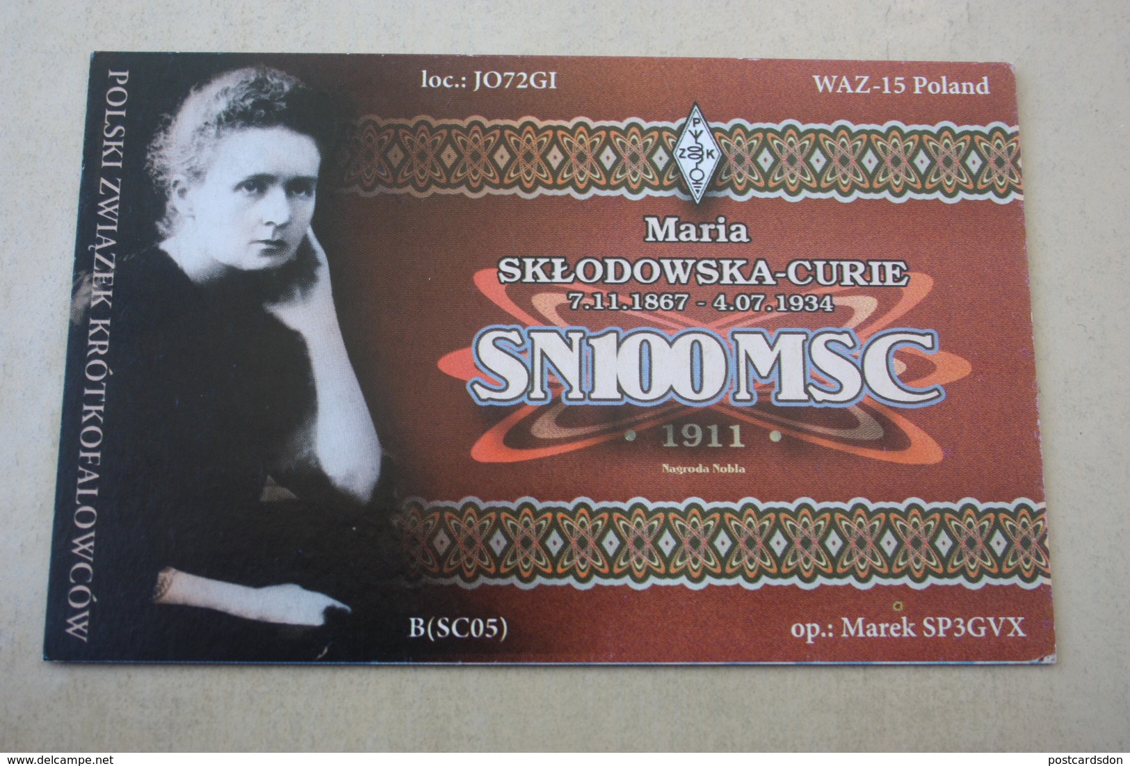 Polish Scientist Maria Sk&#x142;odowska-Curie - Old Polish QSL Postcard - Nobel Prize - Nobelprijs