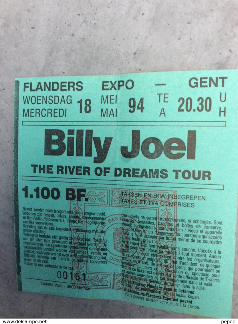 BILLY JOËL. GENT. 18/5/1994 - Tickets De Concerts