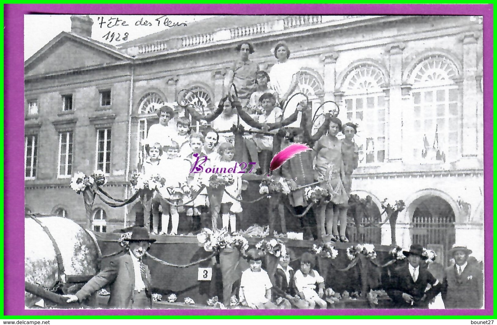 61 Orne ARGENTAN Reproduction Photo Papier - En 1928 Fêtes Des Fleurs La Reine Du Char Mme Betournet Transporteur - Other & Unclassified