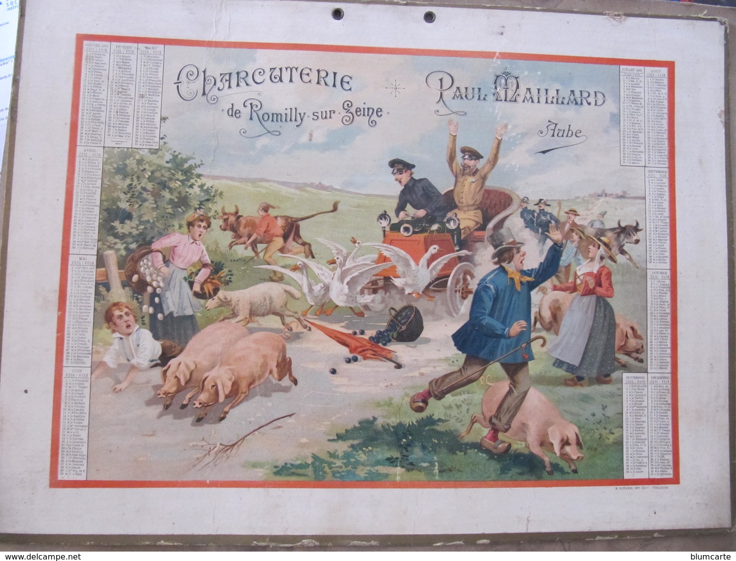 Carton Publicitaire ART NOUVEAU -  ROMILLY SUR SEINE - CHARCUTERIE PAUL MAILLARD - CALENDRIER 1903 - Affiches