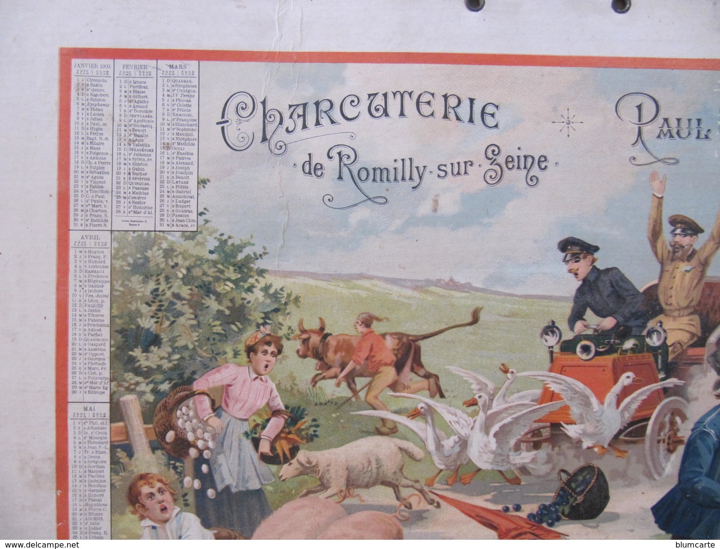 Carton Publicitaire ART NOUVEAU -  ROMILLY SUR SEINE - CHARCUTERIE PAUL MAILLARD - CALENDRIER 1903 - Affiches