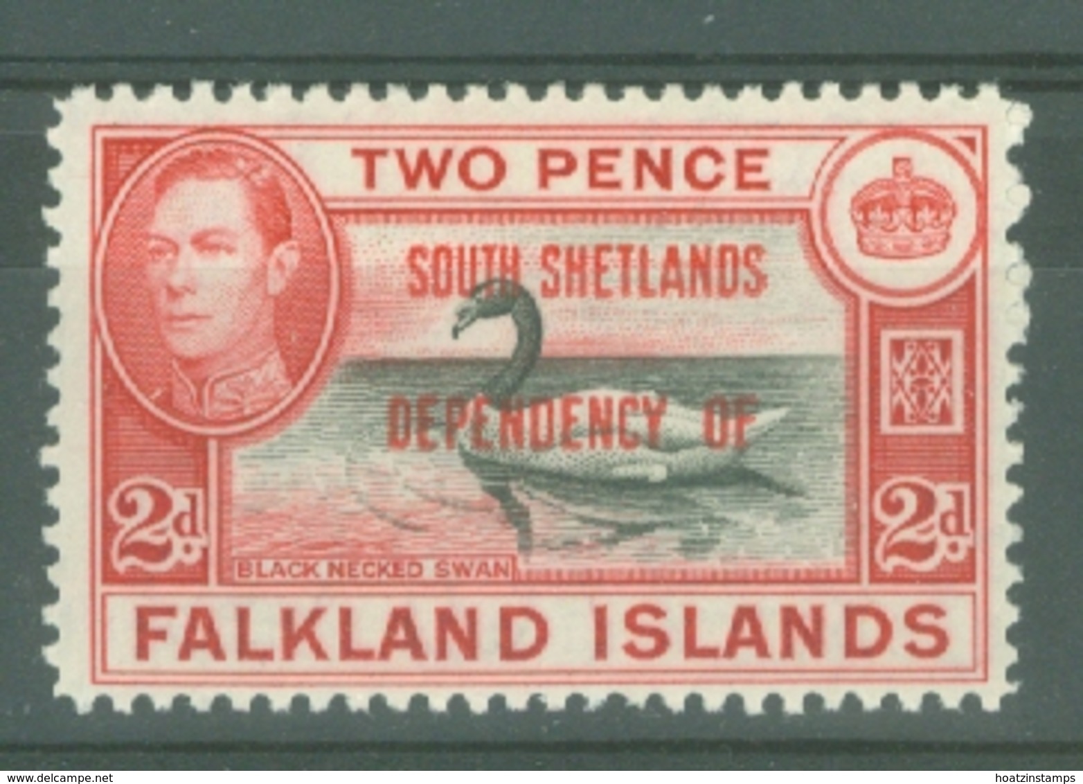 Falkland Islands Dep: 1944/45   KGVI - 'South Shetlands' OVPT  SG D3   2d    MH - Falkland Islands