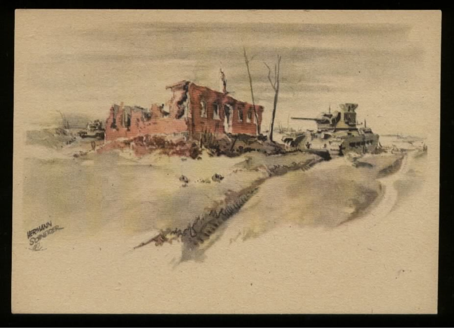 WW II Postkarte : Panzer Russland , Nach Dem Kampf Um Gretnja , Ungebraucht. - Briefe U. Dokumente