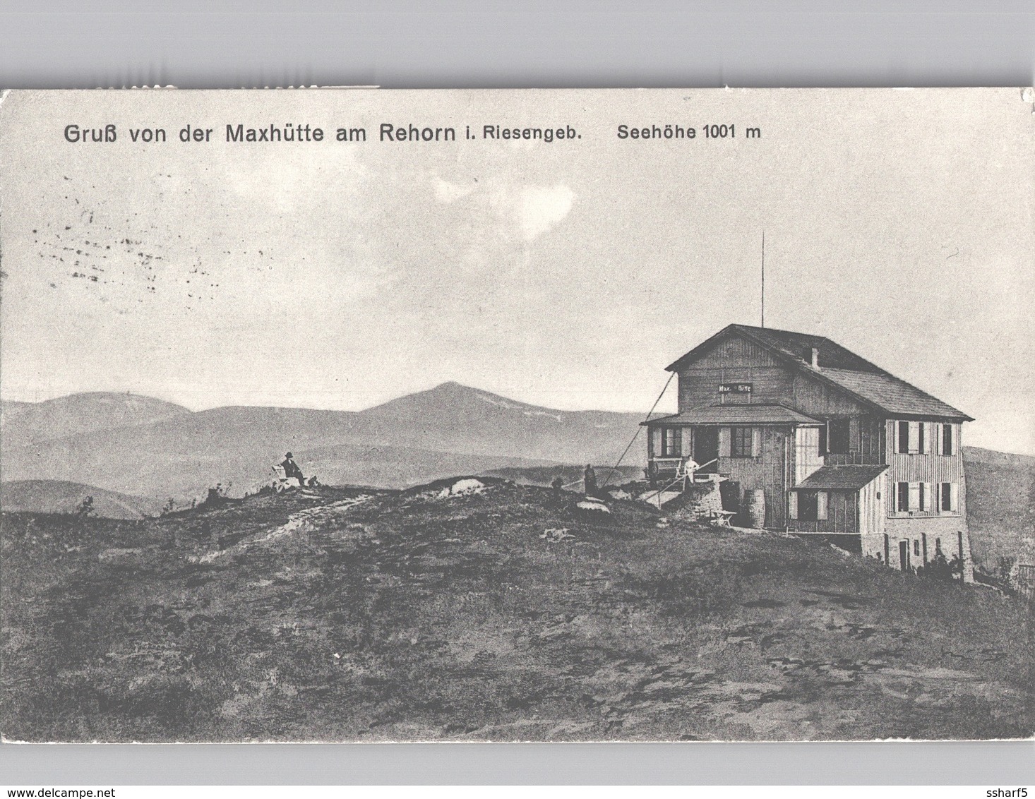 Gruss Von Der Maxhütte Am Rehorn I. Riesengebirge.Hotelstempel Violet Poststempel Herschendorf 1912 - Tsjechië