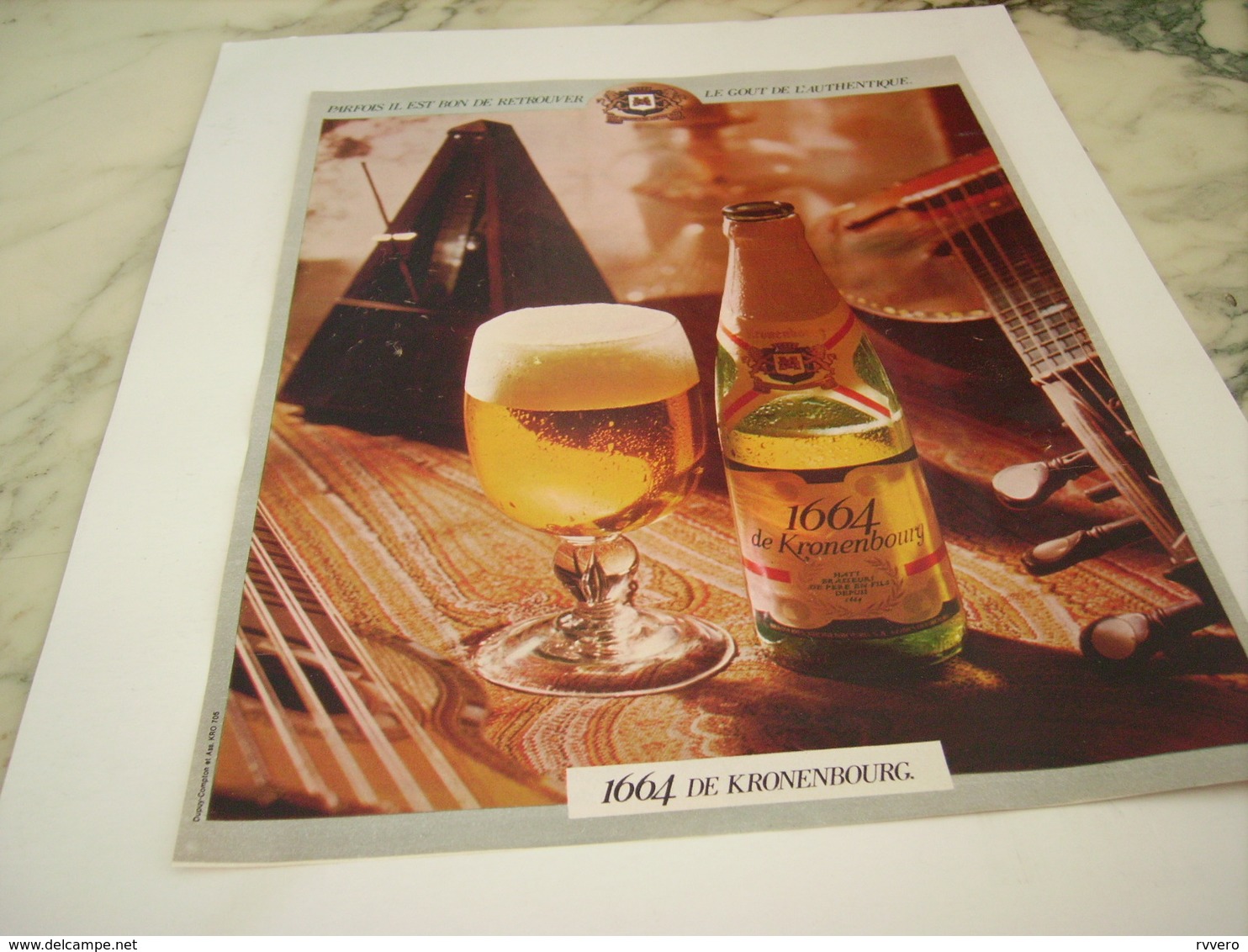 ANCIENNE  PUBLICITE  BIERE 1664 KRONENBOURG 1977 - Alcools