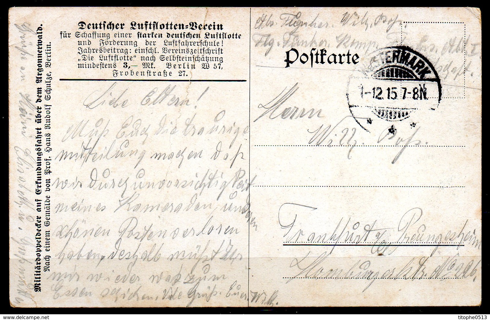 ALLEMAGNE. Carte Postale écrite En 1915. Hans Rudolf Schulze. - Schulze, Hans Rudolf