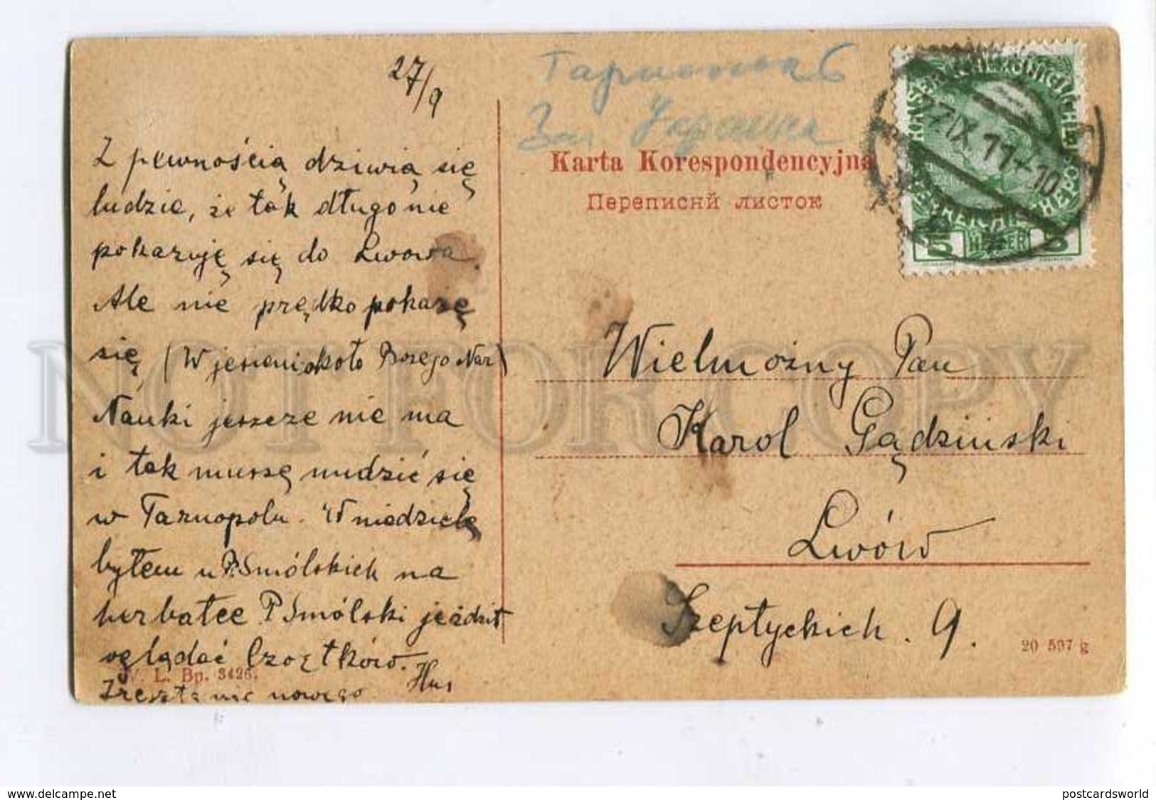 3052291 UKRAINE Tarnopol Starostwo View Vintage RPPC 1911 Year - Ukraine