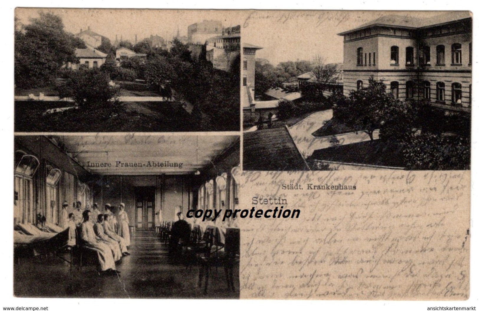 Stettin, Städt. Krankenhaus, Alte Ansichtskarte 1909 - Polen