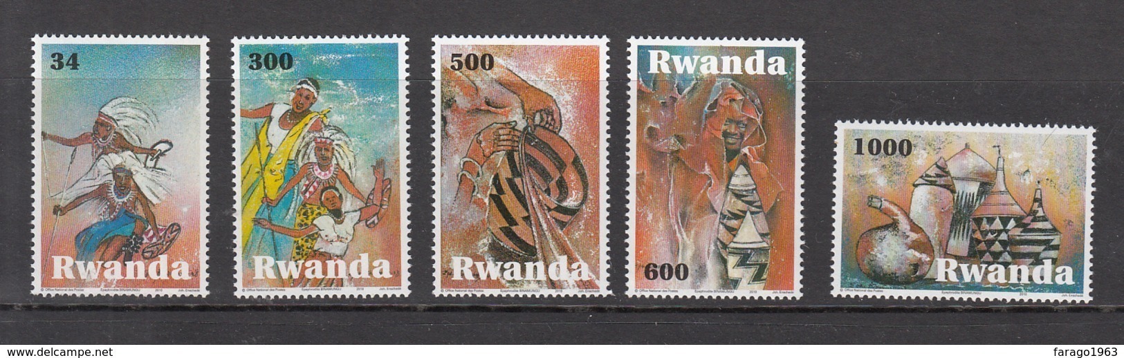 2010 Rwanda Rwandaise Art & Culture Dancing Complete Set Of 5 MNH - Altri & Non Classificati