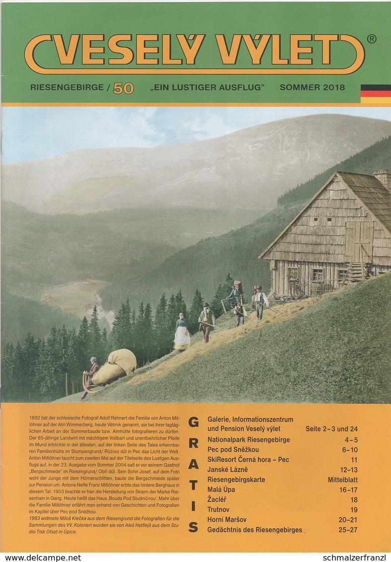 Zeitschrift Vesely Vylet Ein Lustiger Ausflug Riesengebirge Nr. 50 Sommer 2018 Saisonzeitschrift Dunkelthal Petzer Aupa - Rep. Ceca