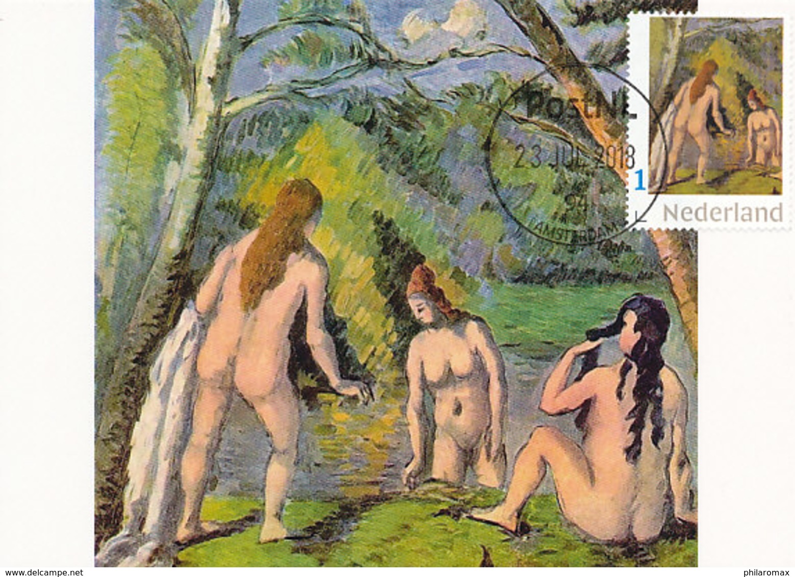 D37866 CARTE MAXIMUM CARD RR 2018 NETHERLANDS - PAUL CÉZANNE THREE BATHERS - FEMALE NUDE - READ!! CP ORIGINAL - Impressionisme