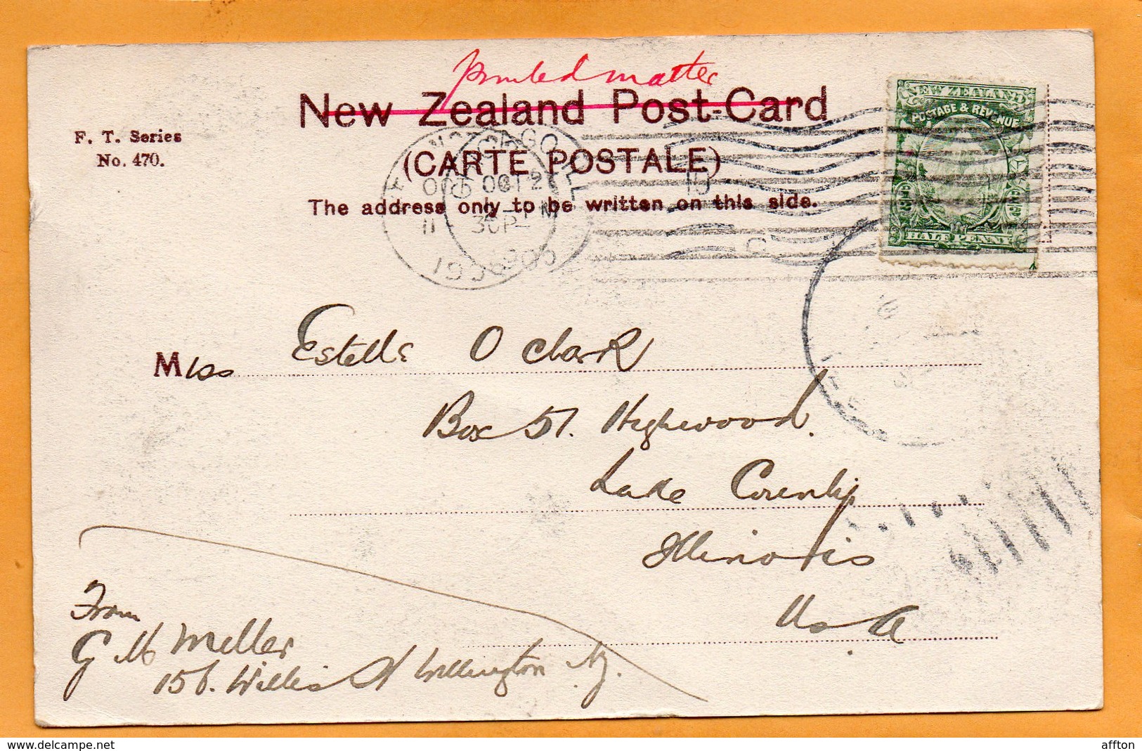 Lake Waikaremoana New Zealand 1905 Postcard Mailed - New Zealand