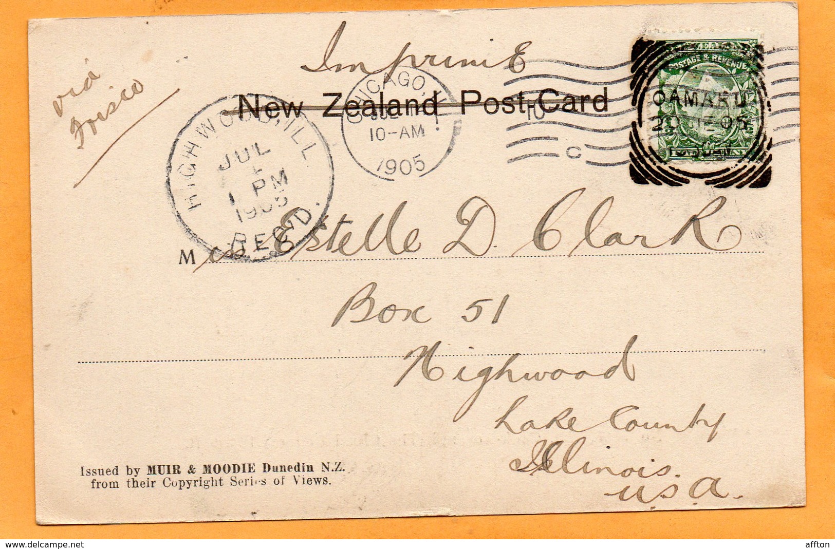Mt Cook Aorangi New Zealand 1905 Postcard Mailed - New Zealand