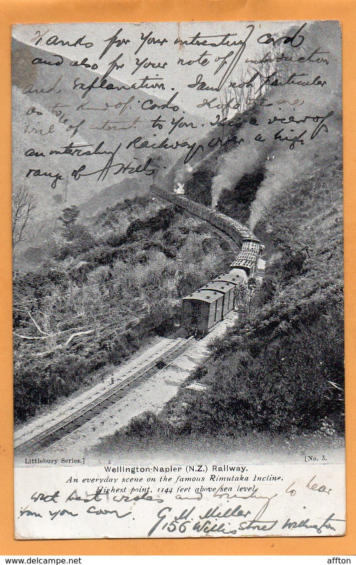 Wellington Napler Railroad New Zealand 1905 Postcard Mailed - New Zealand