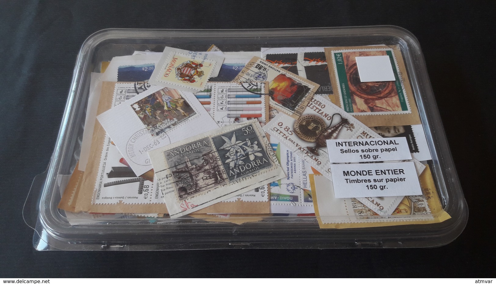 WORLDWIDE - KILOWARE 150 G. Sellos Usados, Con Papel / Used Stamps, On Paper / Timbres Oblitérés, Sur Papier - Mezclas (max 999 Sellos)