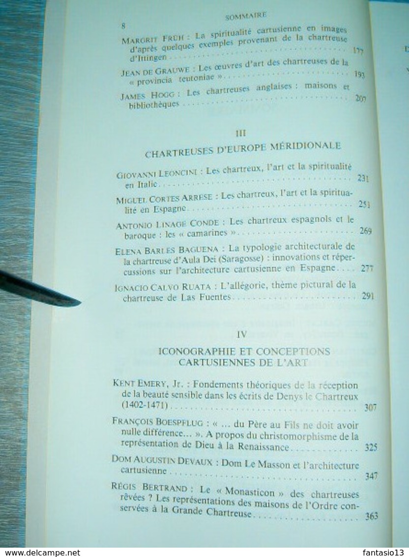 Les Chartreux Et L'Art XIVe-XVIIIe Siècles  Le Blévec / Girard 1989   Actes Colloque Villeneuve Lès Avignon - Histoire