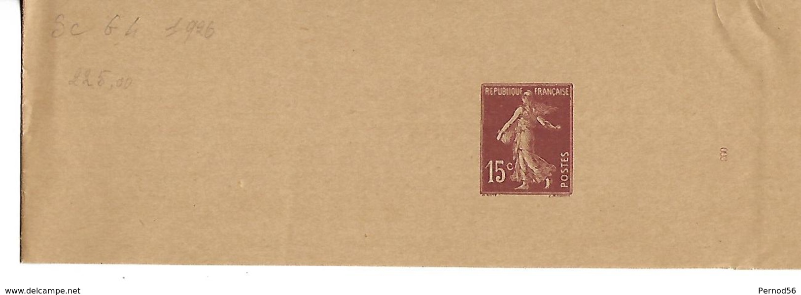 Timbre Entier Postal  Bande Pour Journeaux Neuve Semeuse 15 Centimes Brun Lilas 1926 - Lettres & Documents