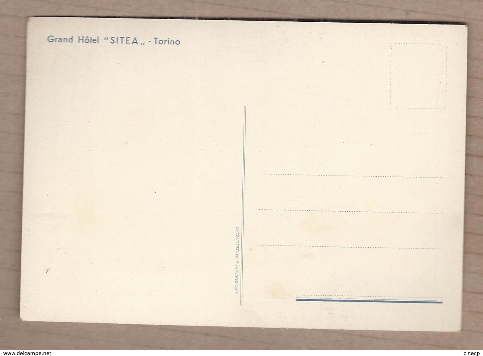 CPSM ITALIE - TORINO - GRAND HOTEL " SITEA " - Via Carlo Alberto , 23 - TB PLAN DESSIN  ILLUSTRATION Etablissement - Bars, Hotels & Restaurants