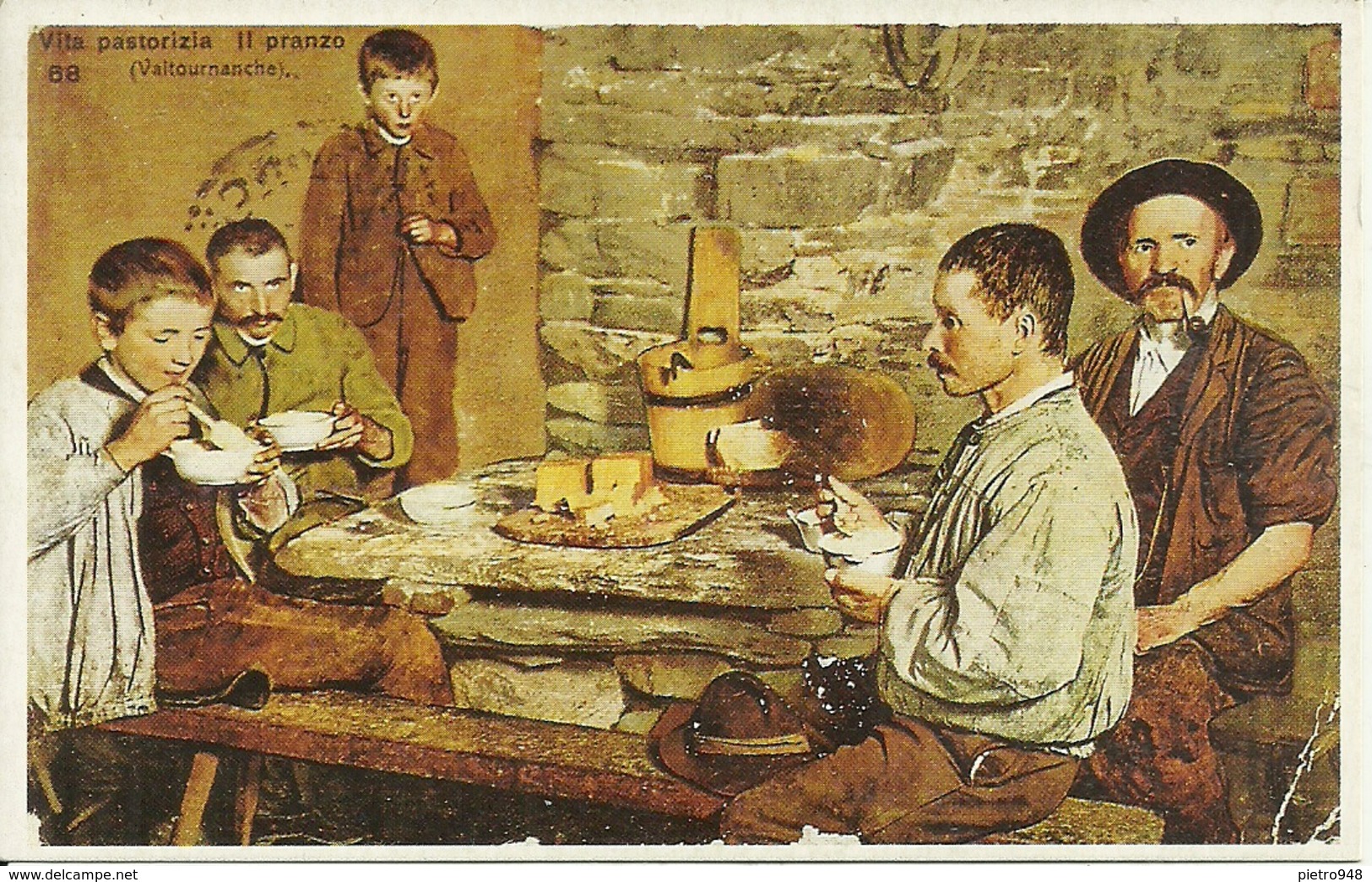 Vita Pastorizia, Il Pranzo, Valtournanche (Aosta), Riproduzione C85, Reproduction, Illustrazione - Farmers