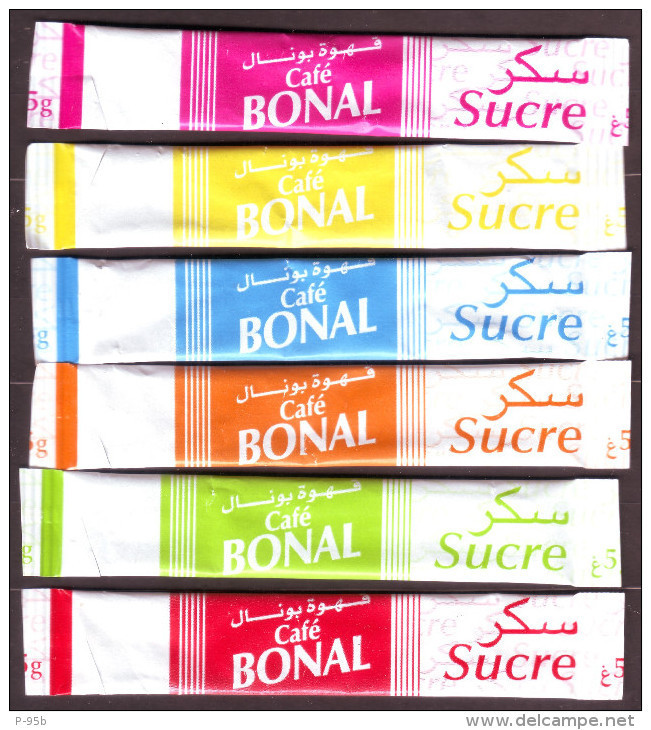 Sucre - 6 Sticks De Sucre Vides - Série Complète - Café BONAL - Algérie. - Sucres