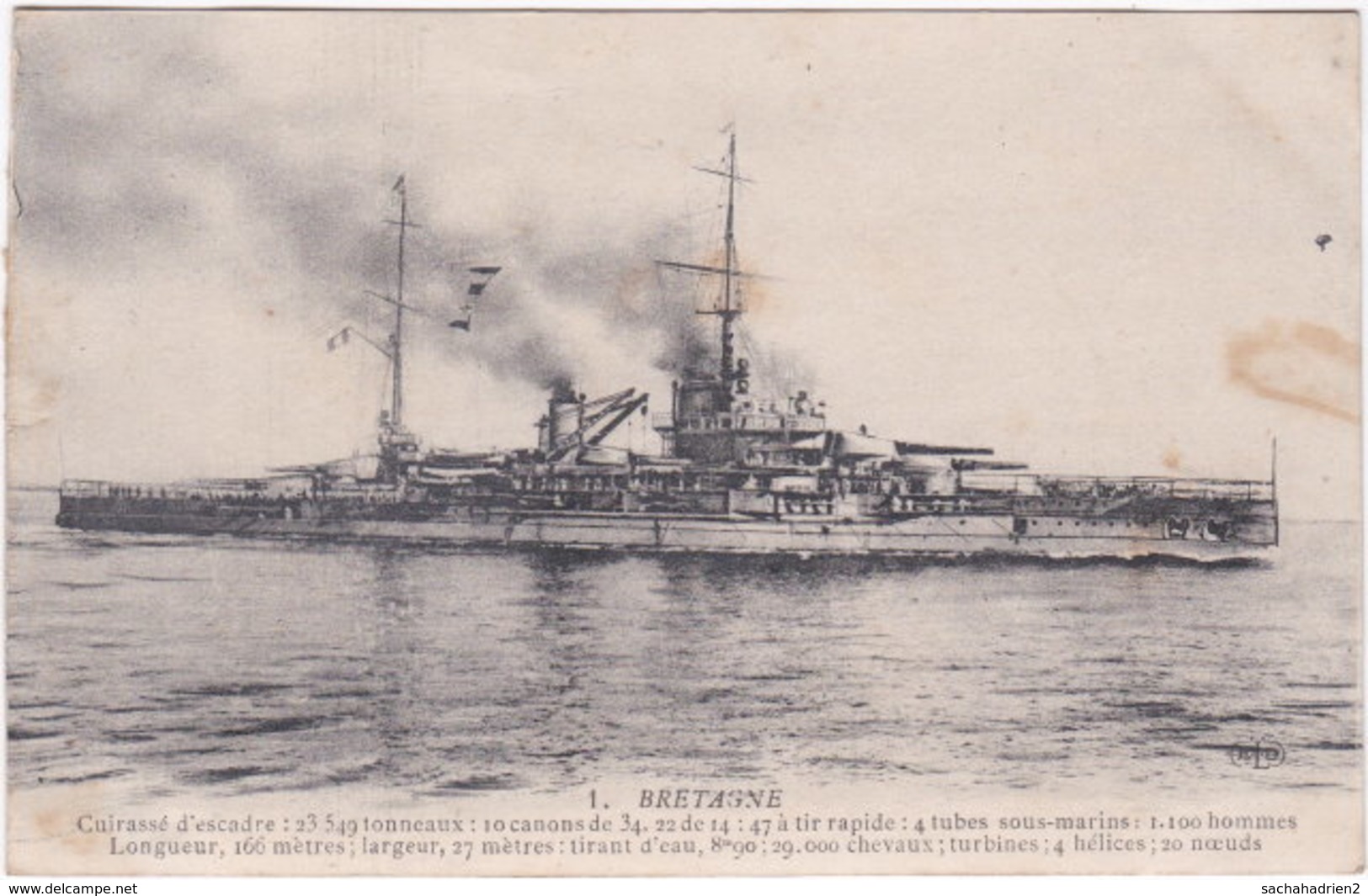 BRETAGNE. Cuirassé D'escadre. 1 - Warships