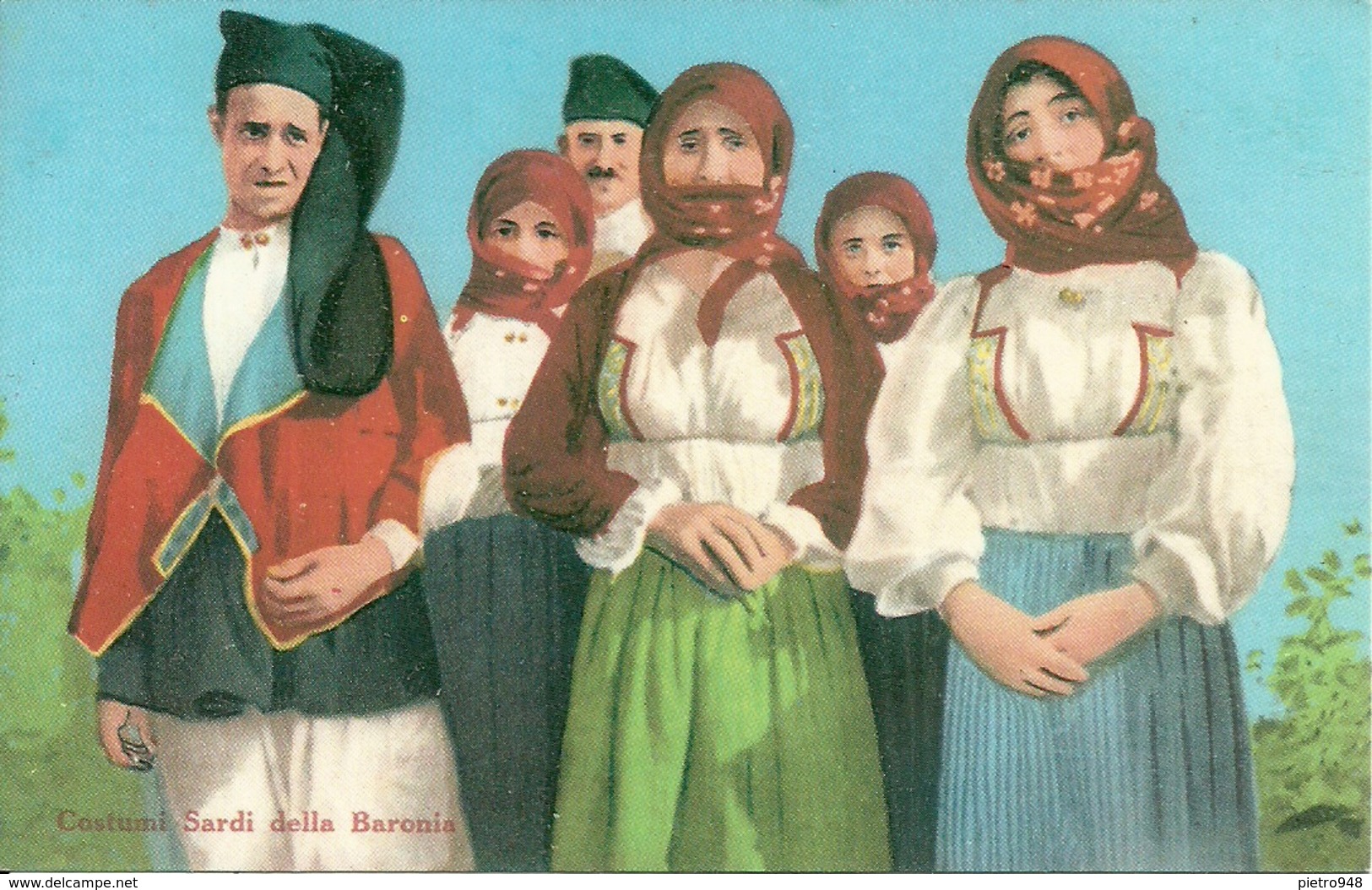 Sardegna, Costumi Sardi Della Baronia, Riproduzione C90, Reproduction, Illustrazione - Costumi