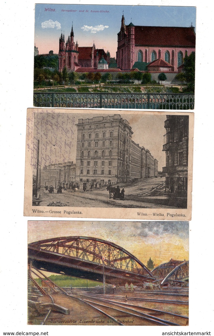 Wilna, Wilno, Vilnius, 3 Alte Postkarten, Feldpost 1. Weltkrieg - Litauen