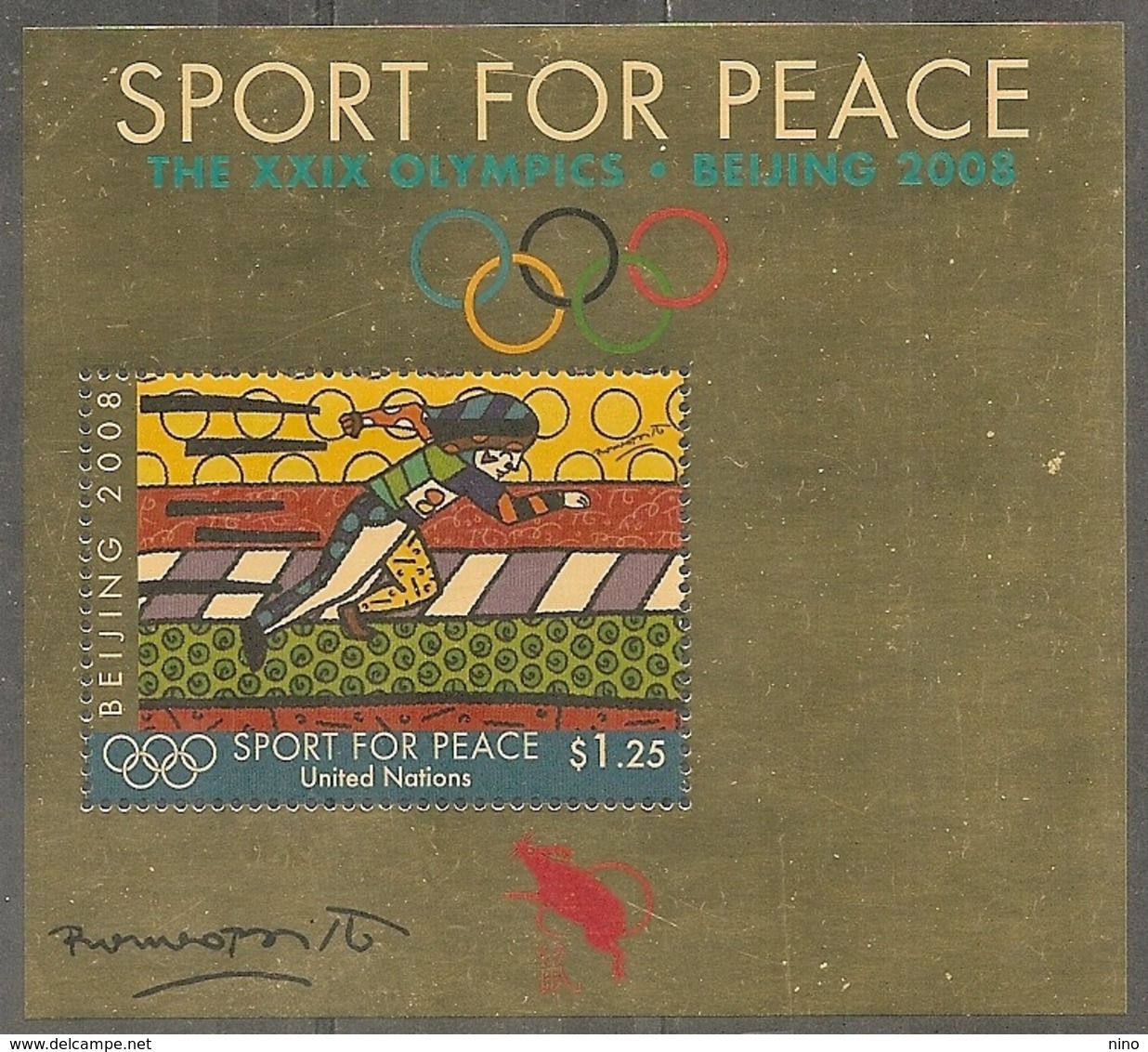 UN-New York. Scott # 964 MNH S/sheet. Sport For Peace. 2008 - Blocks & Sheetlets