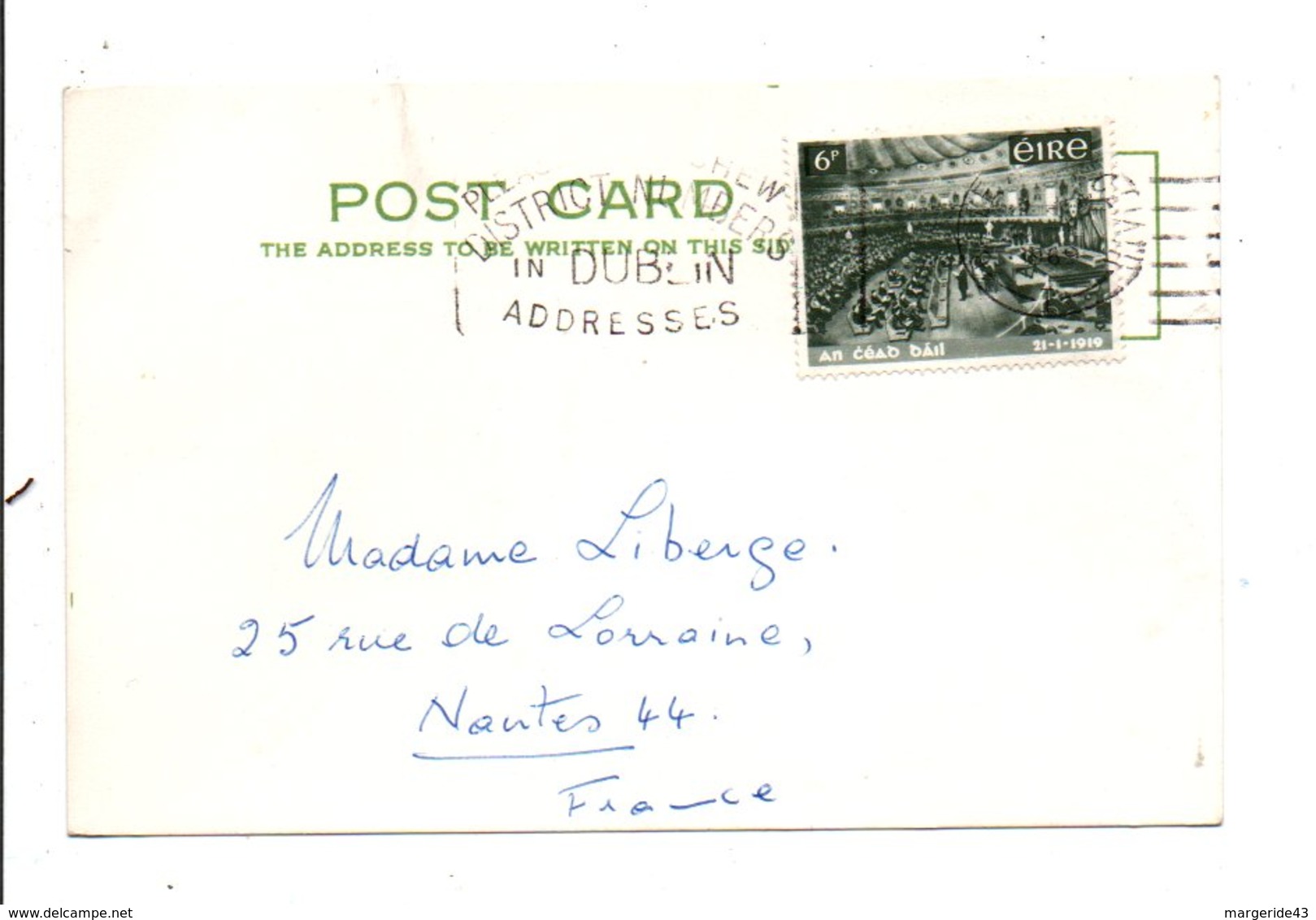 IRLANDE EIRE LETTRE POUR LA FRANCE 1969 - Briefe U. Dokumente