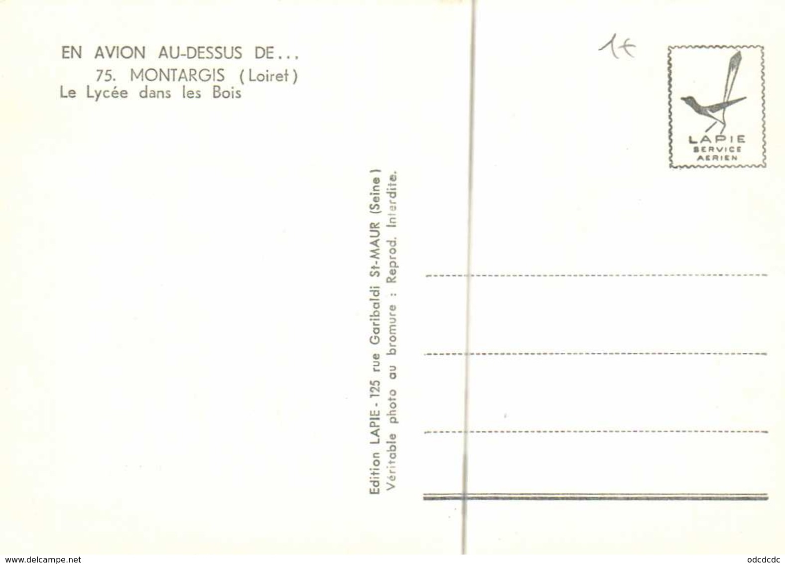 CPSM Grand Format  EN AVION AU DESSUS DE  MONTARGIS (Loiret ) Le Lycée Dans Les Bois Colorisée RV Edit LAPIE - Montargis