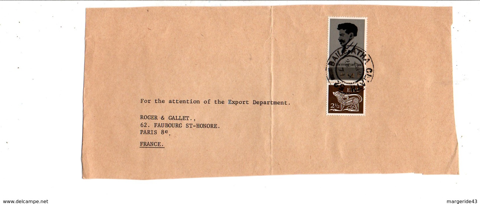 IRLANDE EIRE AFFRANCHISSEMENT COMPOSE SUR DEVANT DE LETTRE POUR LA FRANCE 1971 - Cartas & Documentos