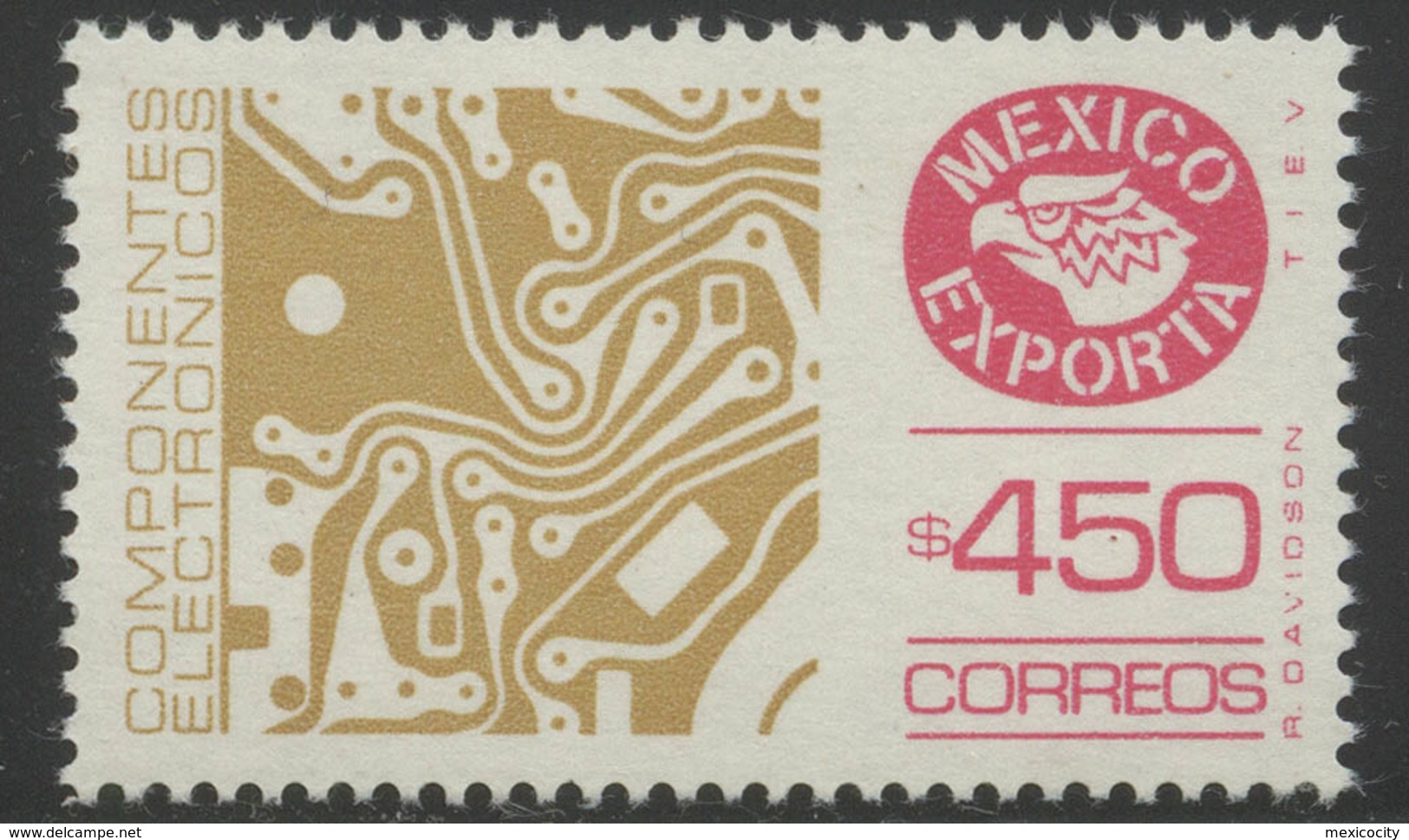 EXPORTA $450 ELECTRONIC PARTS Rare Stamp On "Type 10 Non Coated" Paper, Mint NH - Mexico